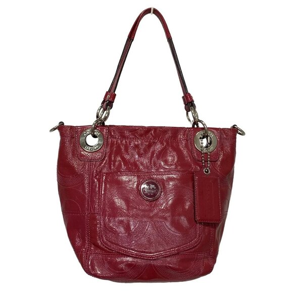 Auth COACH Alex Stitched Patent Small 14418 Pink Patent Leather - Shoulder Bag - Picture 1 of 8